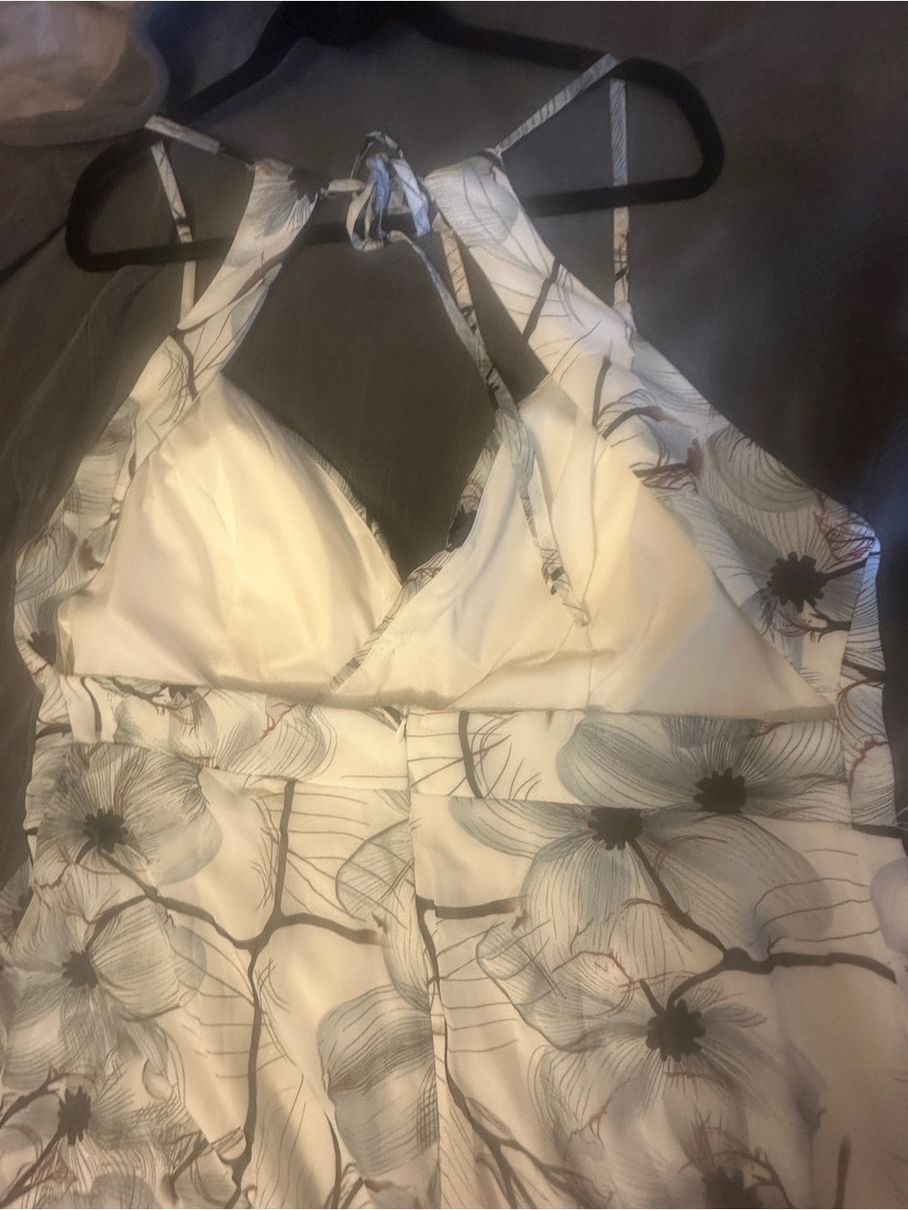 Plus sz Light Floral Print Maxi Dress — White & Light Blue - Picture 4 of 4